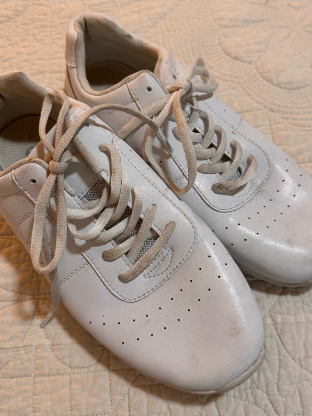 Women's White Athletic Lace-Up Sneakers - Classic Comfort cheer